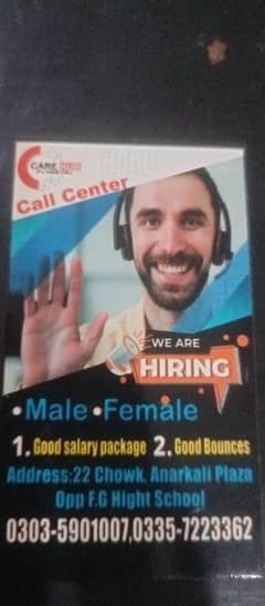 we are hiring staff males and females for call center