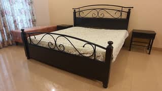 ELEGANT BED KING SIZE WITH MATTRESS with SIDE TABLES