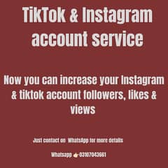 Increase your Instagram & tiktok account followers ,likes & views