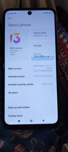 REDMI NOTE 11 4G 6+2/128gb  PTA APPROVED