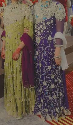 2 maxis with dupatta different colors