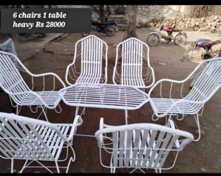 Outdoor iron chairs-iron garden chair(6 chair &1 table set)-Upvc chair 0