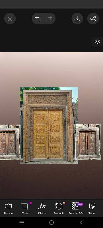 main itnrance solid wooden door & two windows in antique old design 3