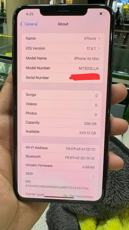 Iphone XS MAX 256 GB Factory Unlock NON PTA 86% BH 1