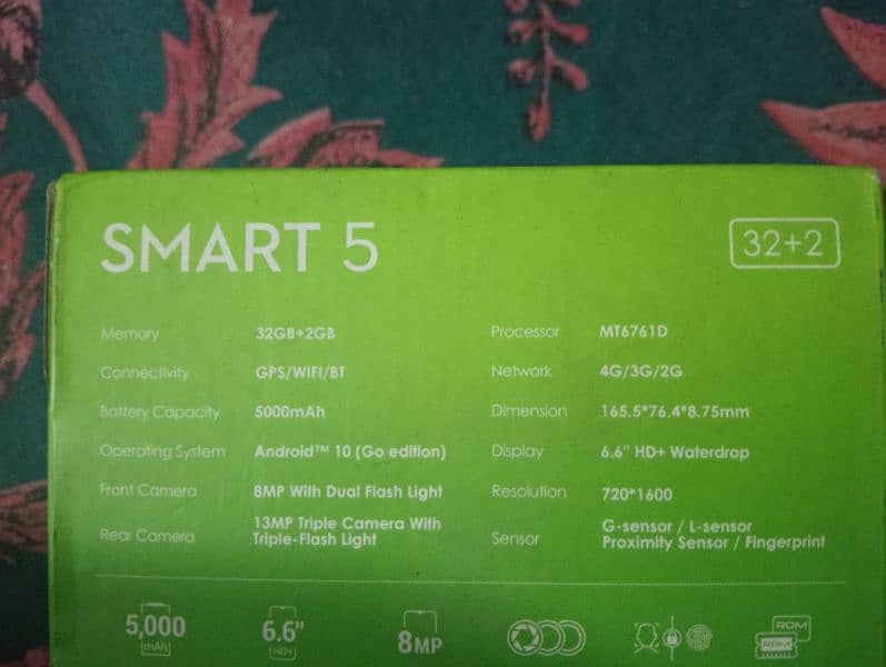 Infinix smart 5 like new lush condition with box charger 0