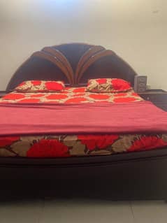 wooden double bed