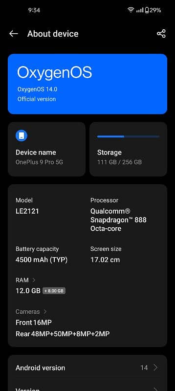 OnePlus 9 pro 12/256 4