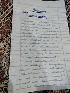 Hand writing assigment work