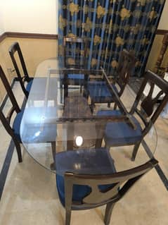 dining table with 6 wooden chair for sale