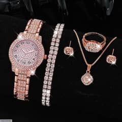 womens diamond artificial set namber watch rose gold