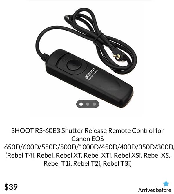 SHOOT RS-60E3 Shutter Release Remote Control for Canon EOS  D Series 0