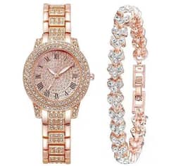 Womens Diamond artificial sets Roman Watch with Home Delivery