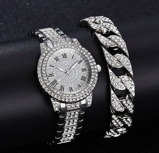 Womens Diamond artificial sets Roman Watch with Home Delivery 3