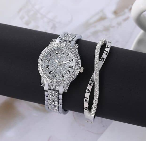 Womens Diamond artificial sets Roman Watch with Home Delivery 4