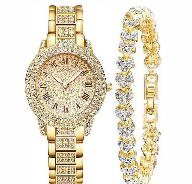 Womens Diamond artificial sets Roman Watch with Home Delivery 11