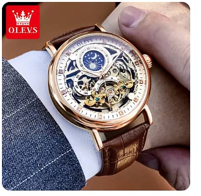 OLEVS Skeleton Watches Mechanical Automatic Watch Men Tourbillon Sport 4