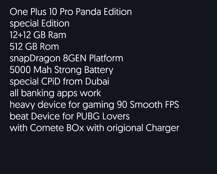 one Plus 10 Pro Panda Edition 12/512 5