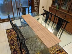 6 chair dining table with 12mm glass