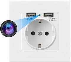 HD 1080P Wall Socket Camera Dual Usb Power Outlet