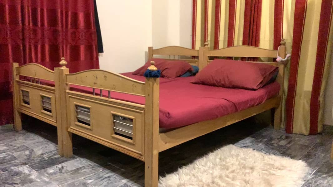 (Urgent) 2 single bed with 2 molty foam mattress 1