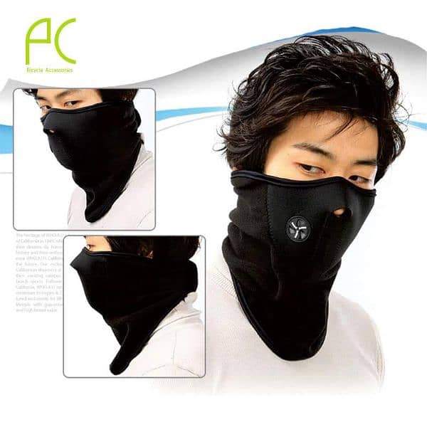 Neoprene, Fleece & Polyester Face Mask for Bikers550 0