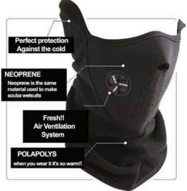 Neoprene, Fleece & Polyester Face Mask for Bikers550 1