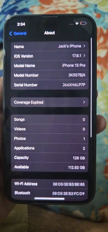 Iphone 13 pro non pta original waterpack urgently sell 9