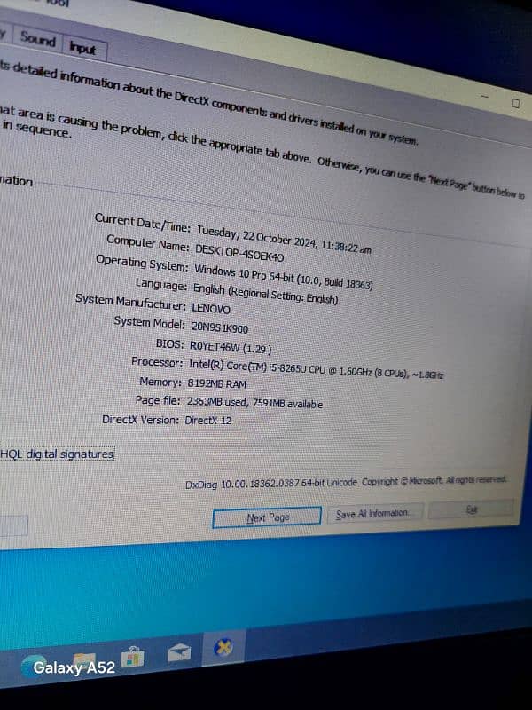 LENOVO E490 CORE I5 8TH GENERATION  QUAD CORE PROCESSOR 8GB RAM 256GB 11