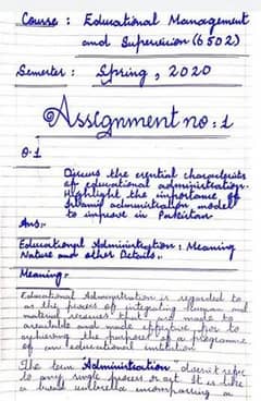 Handwritten Assignment Work