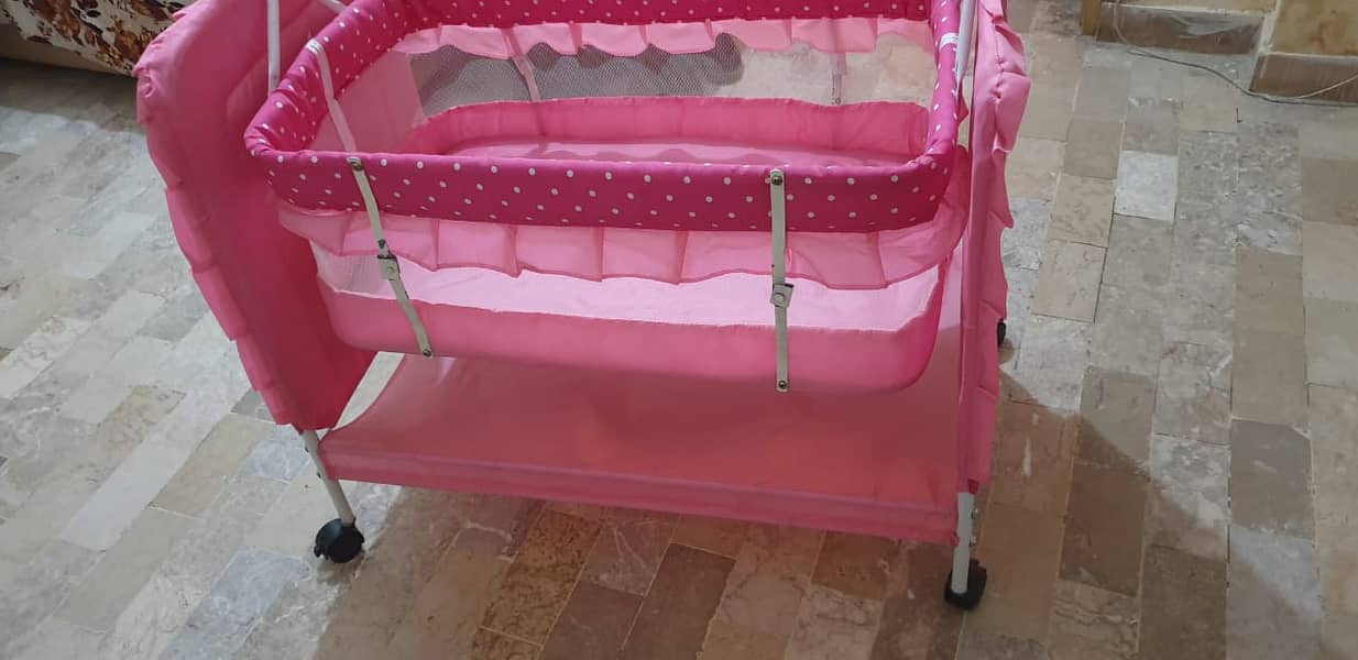 Baby Cot Pink Color - 0 to 12 Month 1