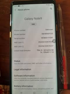 Samsung note 9 full ok pta approved with box no dot no shade