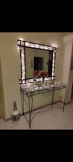 wrought iron console with mirror