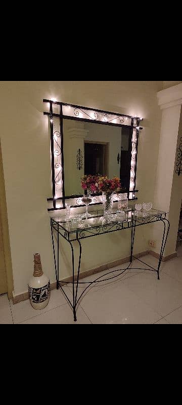 wrought iron console with mirror 0