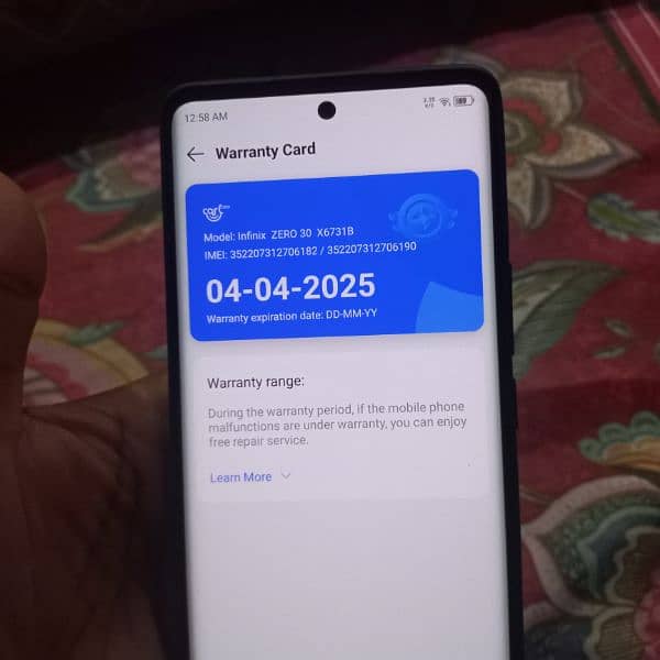 infinix  zero 30 10by10 he 8 months  warranty  he 1