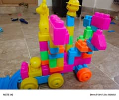 beautiful blocks with a car which is made of blocks with men 0