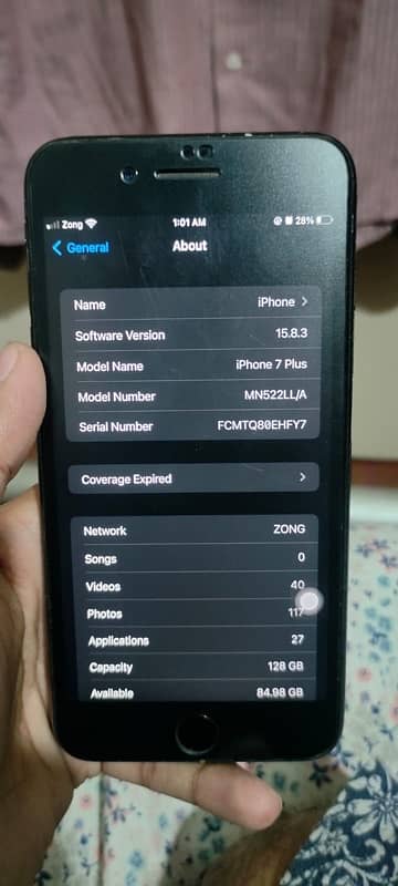 iPhone 7 plus 128gb black color pta approved 9