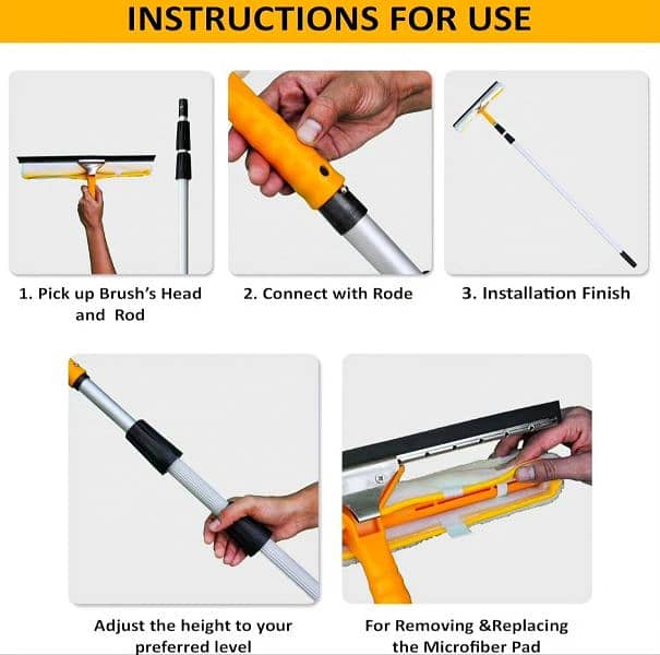 Aluminum Extendable Rod with Wiper & Cleaning Duster 3