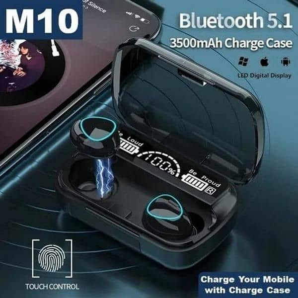 M10 TWS bluetooth 5.2 earbuds 1