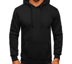 Mens Stitched Plain Fleece hoodie, Black