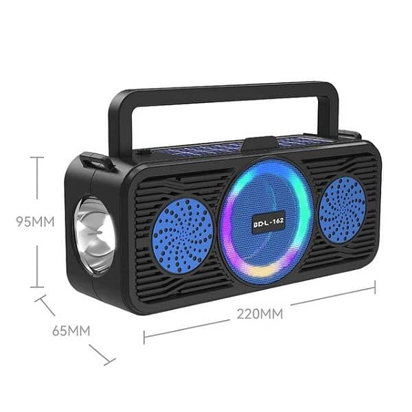 portable Bluetooth speaker with solar charger and tourch 5