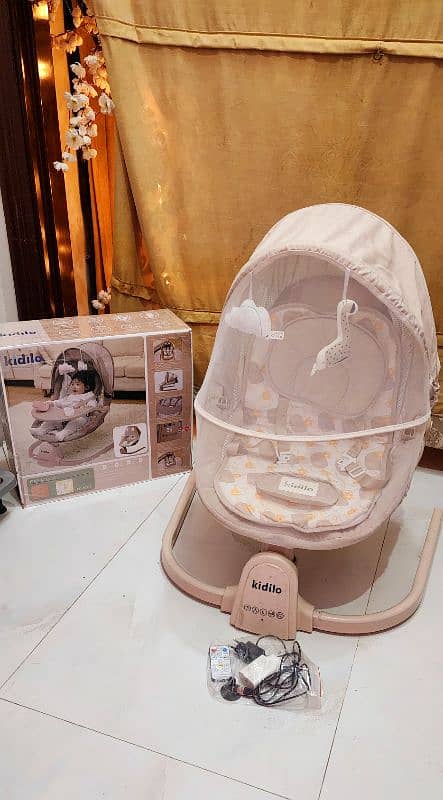 baby swing cot electric with remort skin colour 1