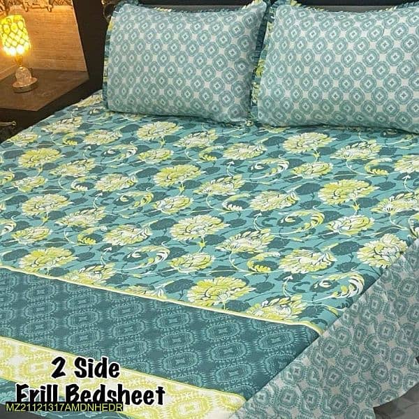 3 pice cotton salonica frill double bed sheets 0