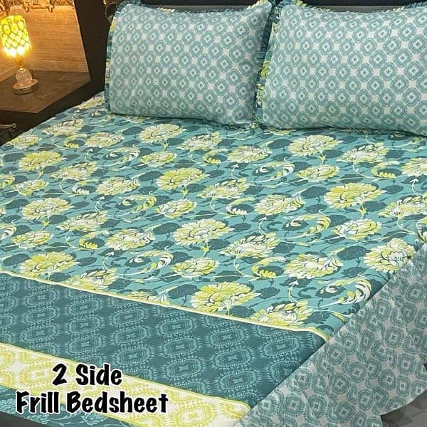 3 pice cotton salonica frill double bed sheets 1