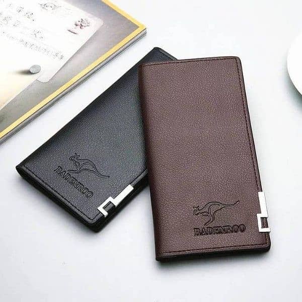 casual long fold leather wallet. 1