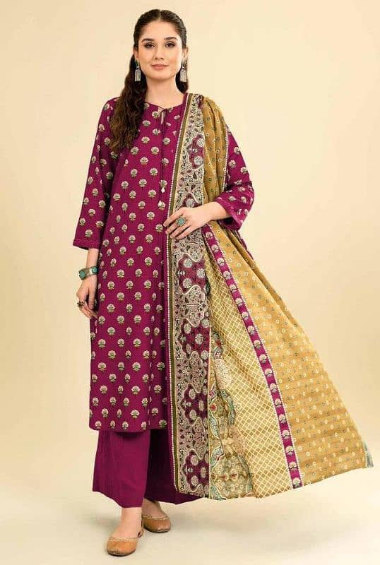 3 pcs women unstitched viscose printed suit 3