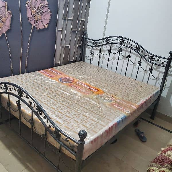 double bed iron with mattress 6