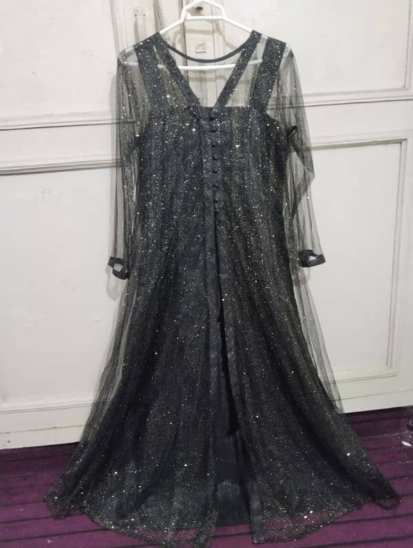 Brand New Black silk inner top and bottom+ net gown 0