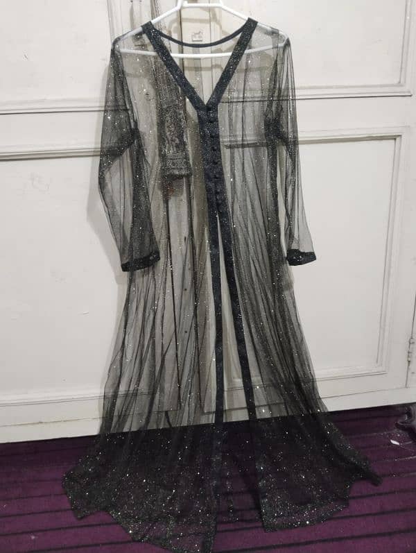 Brand New Black silk inner top and bottom+ net gown 1