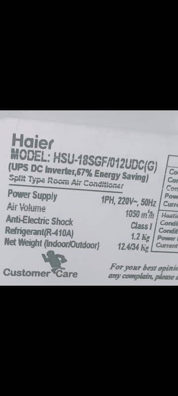 Haier hsu-18sgf model pic me full detail hai 3