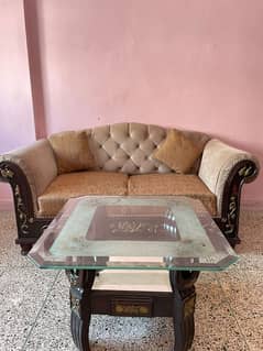 Chiniot Wood 7 Seater Sofa Set And 3 Tables Urgent Sale Cash Need